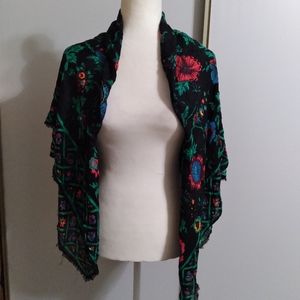 CWT Floral Italy Raw Hem Square Oversized Scarf